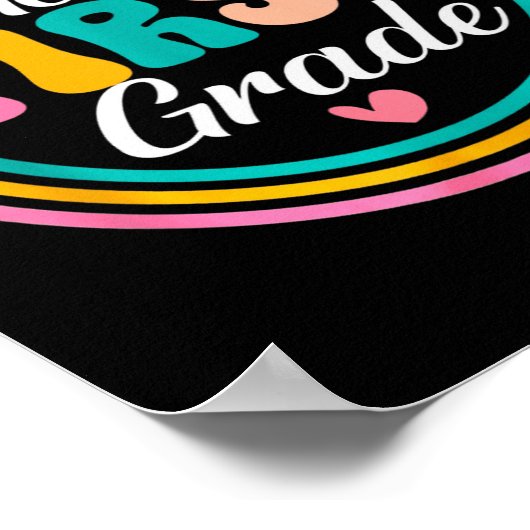 Funny Hello First Grade Pencil Circle Design  ポスター (角)