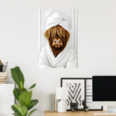 Funny Highland Cow Bathroom Print, Highland Cow In ポスター (ホームオフィス)
