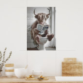 Funny Highland Cow Bathroom Print, Toilet ポスター (キッチン)