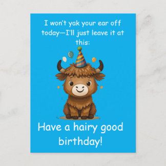 Funny Highland Yak: Hairy Good Birthday Puns ポストカード
