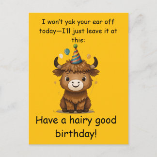 Funny Highland Yak: Hairy Good Birthday Puns ポストカード
