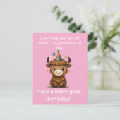 Funny Highland Yak: Hairy Good Birthday Puns ポストカード (スタンド正面)