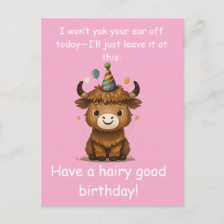 Funny Highland Yak: Hairy Good Birthday Puns ポストカード