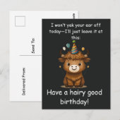 Funny Highland Yak: Hairy Good Birthday Puns ポストカード (正面/裏面)
