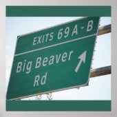 Funny Highway Sign, Big Beaver Road Exit 69 ポスター (正面)