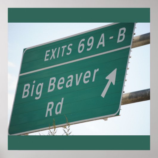 Funny Highway Sign, Big Beaver Road Exit 69 ポスター (正面)