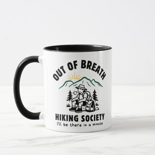 Funny Hiking Out Of Breath Mountain Sunrise マグカップ (左)