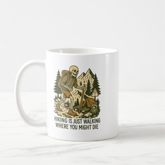 Funny Hiking, Outdoorsy Father's Day Gift, Dark Hu コーヒーマグカップ (左)