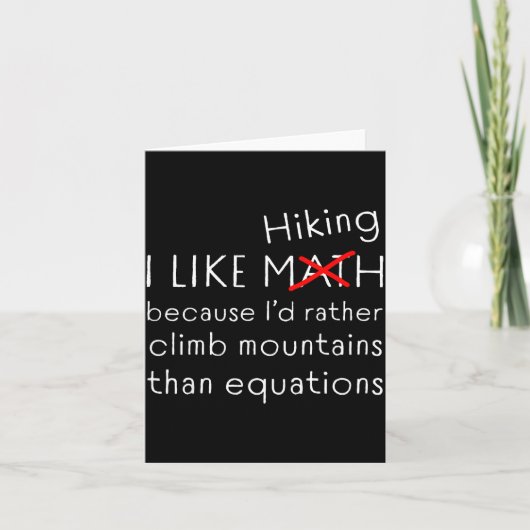 Funny Hiking Over Math Humor Mountains Vs Equation カード (正面)