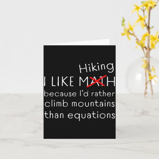 Funny Hiking Over Math Humor Mountains Vs Equation カード (黄色い花)