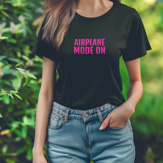 Funny hiking shirt airplane mode on  pink violet tシャツ