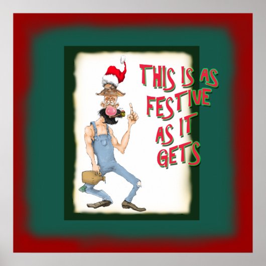 Funny Hillbilly cartoon Poster no christmas spirit ポスター (正面)