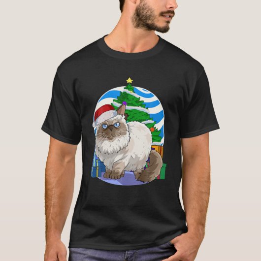 Funny Himalayan Cat Santa Christmas Tree Decor Tシャツ (正面)