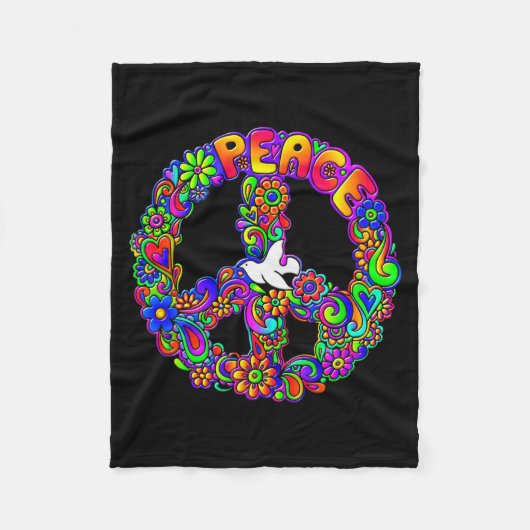 Funny Hipe Flower Wer Peace Sign Tee  フリースブランケット (正面)