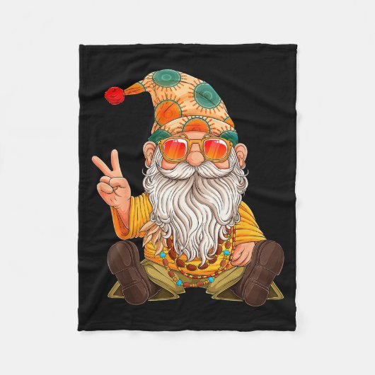 Funny Hipe Gnome Peace Sign Gnomes Lovers Men Wome フリースブランケット (正面)