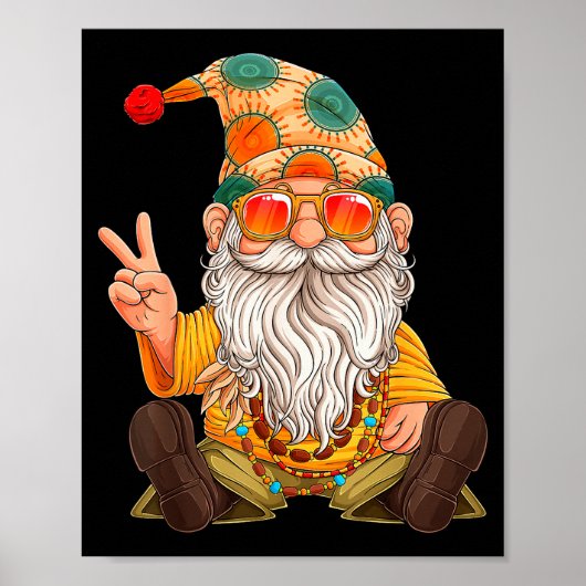 Funny Hipe Gnome Peace Sign Gnomes Lovers Men Wome ポスター (正面)