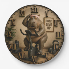 Funny Hippo Home Gym Workout Motivation Gift ペーパープレート