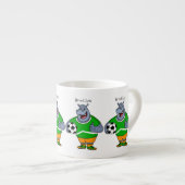 Funny hippo soccer player cartoon illustration エスプレッソカップ (正面右)