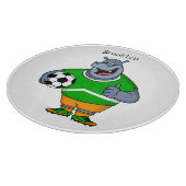 Funny hippo soccer player cartoon illustration カッティングボード (角)