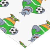 Funny hippo soccer player cartoon illustration テーブルクロス (アングル)