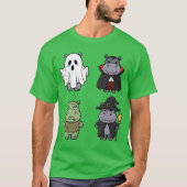 Funny Hippo Spooky Ghost Boo Horror Pumpkin Hippo Tシャツ (正面)