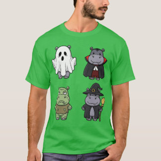 Funny Hippo Spooky Ghost Boo Horror Pumpkin Hippo  Tシャツ