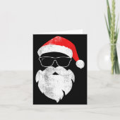Funny Hipster Santa Face With Hat Beard &amp; Gles カード (正面)