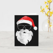 Funny Hipster Santa Face With Hat Beard &amp; Gles カード (黄色い花)