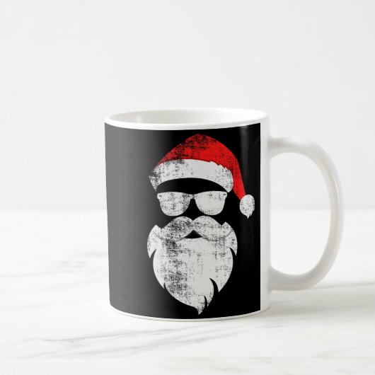 Funny Hipster Santa Face With Hat Beard &amp; Gles コーヒーマグカップ (右)