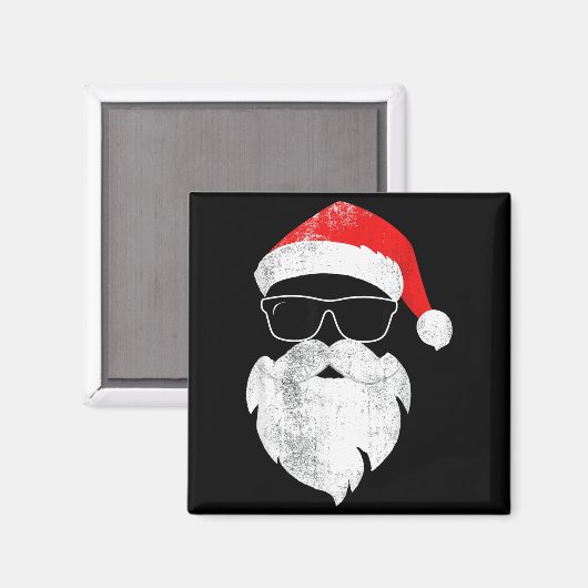 Funny Hipster Santa Face With Hat Beard &amp; Gles マグネット (正面/裏面)
