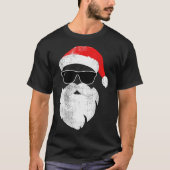 Funny Hipster Santa Face With Hat Beard & Gles Tシャツ (正面)