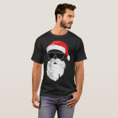 Funny Hipster Santa Face With Hat Beard &amp; Gles Tシャツ (正面フル)