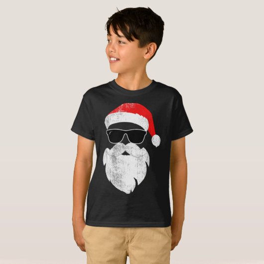 Funny Hipster Santa Face With Hat Beard &amp; Gles Tシャツ (正面フル)