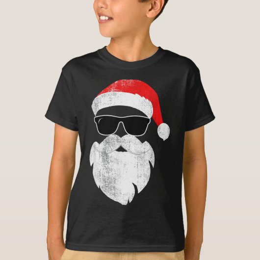Funny Hipster Santa Face With Hat Beard &amp; Gles Tシャツ (正面)