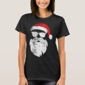 Funny Hipster Santa Face With Hat Beard & Gles Tシャツ (正面)