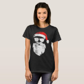 Funny Hipster Santa Face With Hat Beard &amp; Gles Tシャツ (正面フル)