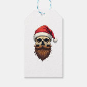 Funny Hipster Santa Skull Face With Hat Beard Chri ギフトタグ (正面)