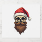 Funny Hipster Santa Skull Face With Hat Beard Chri スパークリングワインラベル (シングルラベル)