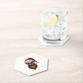 Funny Hipster Santa Skull Face With Hat Beard Chri ペーパーコースター (インサイチュ)