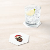 Funny Hipster Santa Skull Face With Hat Beard Chri ペーパーコースター (インサイチュ)