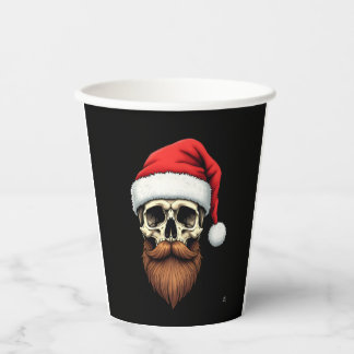 Funny Hipster Santa Skull Face With Hat Beard Chri 紙コップ