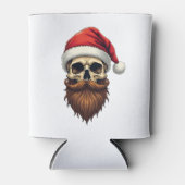 Funny Hipster Santa Skull Face With Hat Beard Chri 缶クーラー (正面)