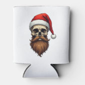 Funny Hipster Santa Skull Face With Hat Beard Chri 缶クーラー (正面)