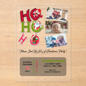 Funny HO HO HO Retro Christmas Party Family Photos アクリル招待状 (正面)