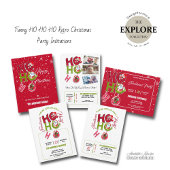 Funny HO HO HO Retro Christmas Party Family Photos アクリル招待状