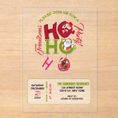 Funny HO HO HO Retro Christmas Party Friendsmas  アクリル招待状 (正面)