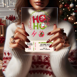 Funny HO HO HO Retro Christmas Party Friendsmas  アクリル招待状