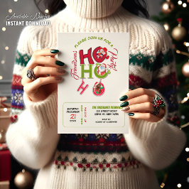 Funny HO HO HO Retro Christmas Party Friendsmas 招待状
