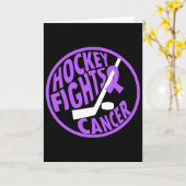 Funny Hockey Fights Cancer Purple Ribbon Gift  カード (黄色い花)