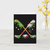 Funny Hockey Holiday Candy Cane Gingerbread  カード (黄色い花)